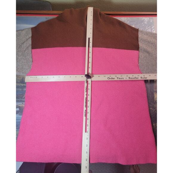 Rare Free People Soft-Girl Colorblock Turtleneck Sweater XS Pink Beige Brown EUC - Picture 11 of 11